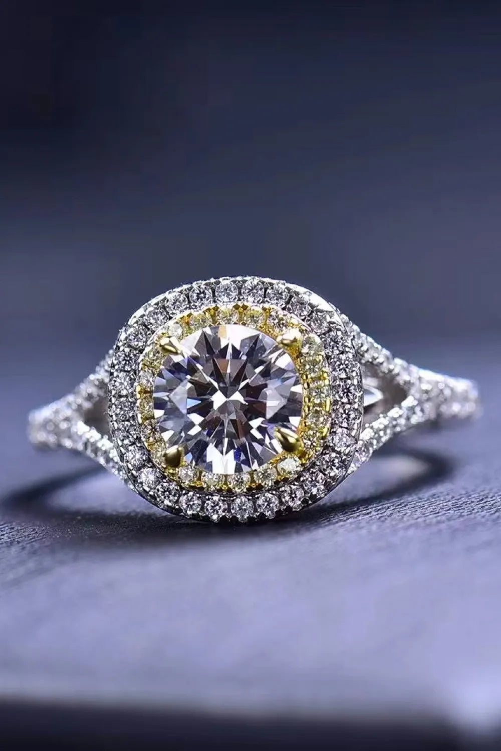 Elegant diamond ring with a dark background