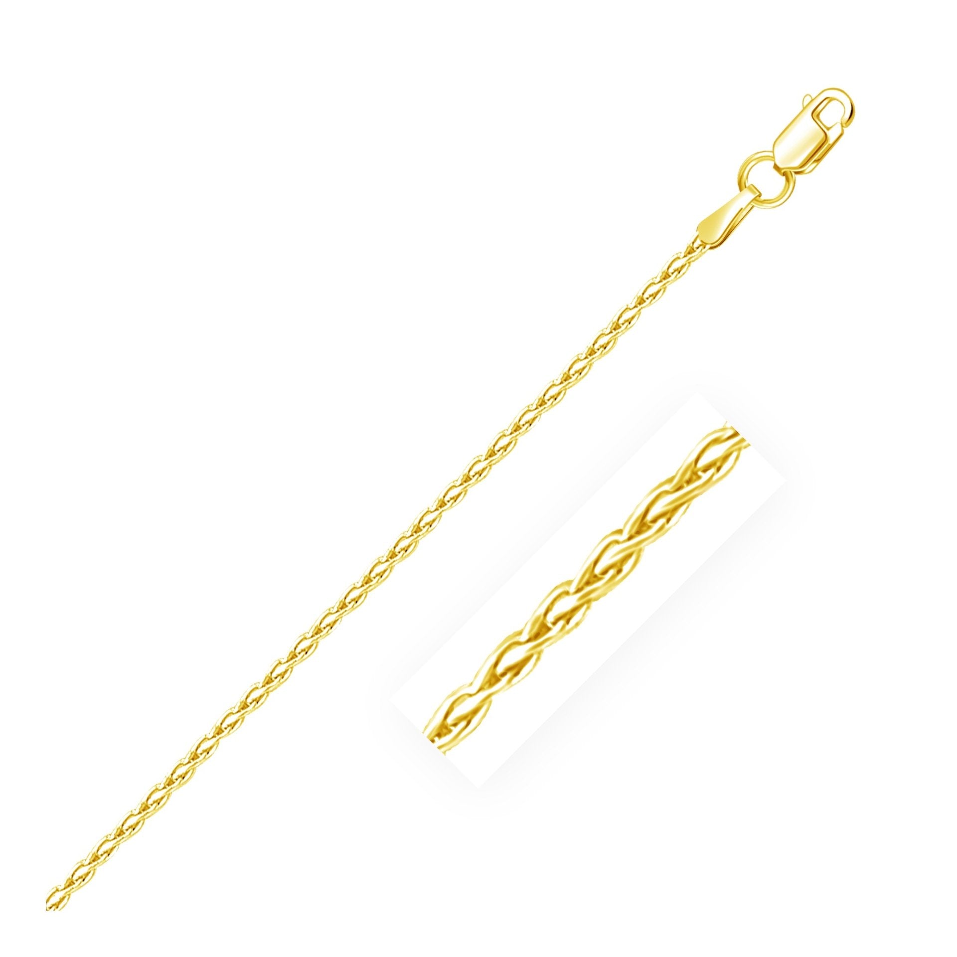 14k Yellow Gold Round Wheat Chain 1.5mm - Fashion Quality Boutik