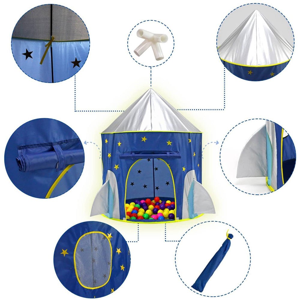 3 in 1 Rocket Ship Play Tent - Indoor/Outdoor Playhouse Set for Babies,Toddleers - Fashion Quality Boutik