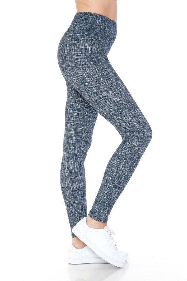 5-inch Long Yoga Style Banded Lined Multi Printed Knit Legging With High Waist - Fashion Quality Boutik