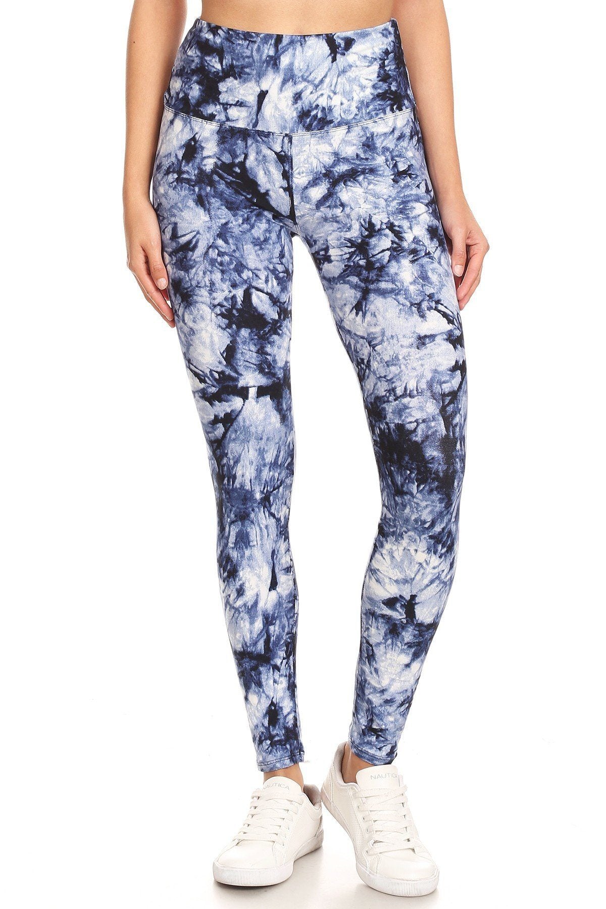 5-inch Long Yoga Style Banded Lined Tie Dye Printed Knit Legging With High Waist - Fashion Quality Boutik