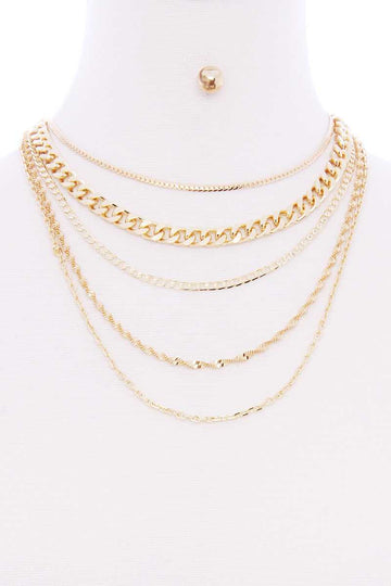 5 Layered Metal Chain Multi Necklace - Fashion Quality Boutik