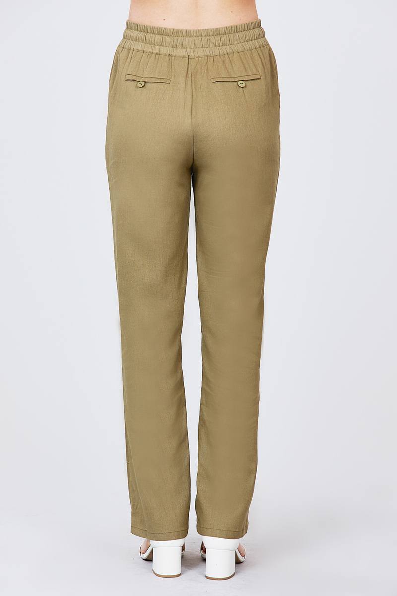 Waist Elastic W/drawstring Long Linen Pants - Fashion Quality Boutik