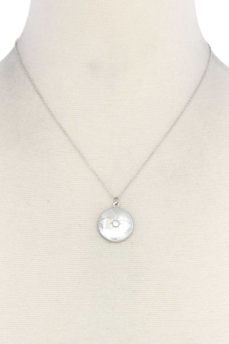 Cubic Zirconia Metal Circle Locket Metal Necklace - Fashion Quality Boutik