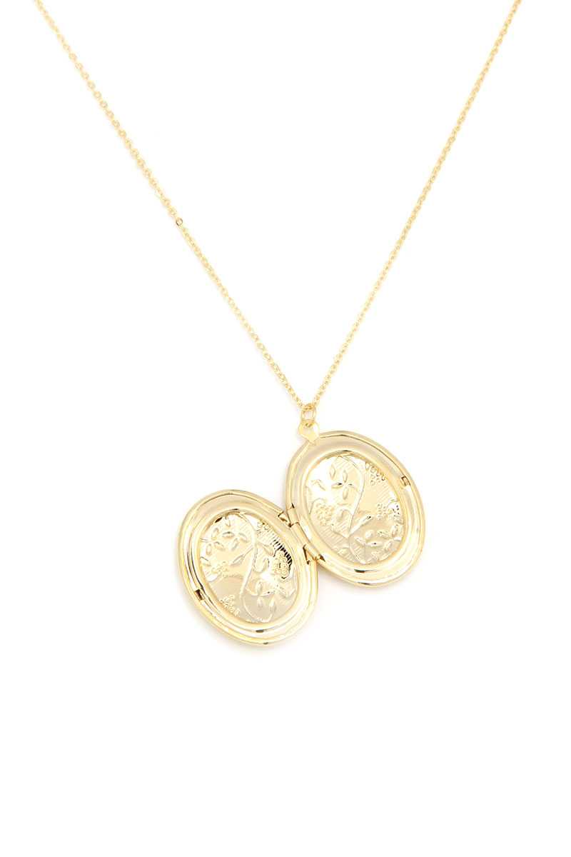 Leaf Oval Shape Locket Metal Necklace - Fashion Quality Boutik