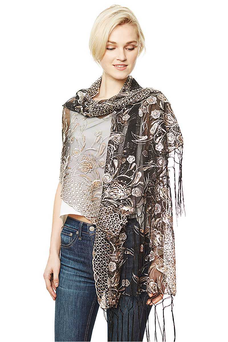 Flower Embroidery Party Shawl Scarf - Fashion Quality Boutik