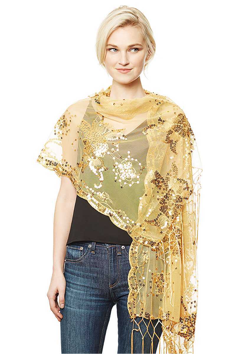 Flower Sequin Party Shawl Scarf - Fashion Quality Boutik
