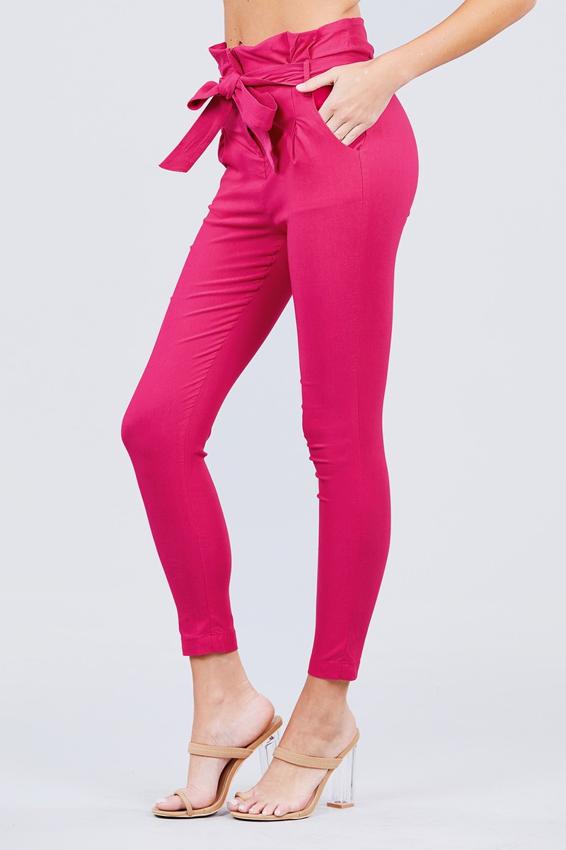 High Waisted Belted Pegged Stretch Pant - Fashion Quality Boutik