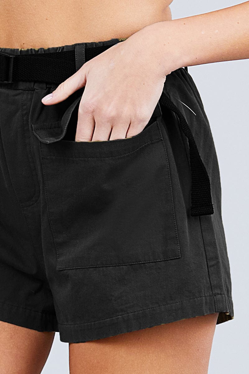 Twill Belted Side Pocket Cargo Cotton Short Pants - Fashion Quality Boutik
