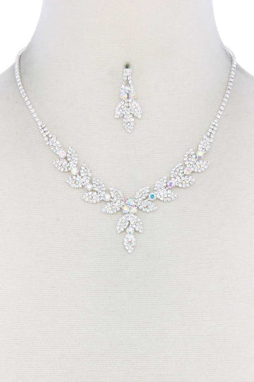 Leaf Shape Rhinestone Necklace - Fashion Quality Boutik