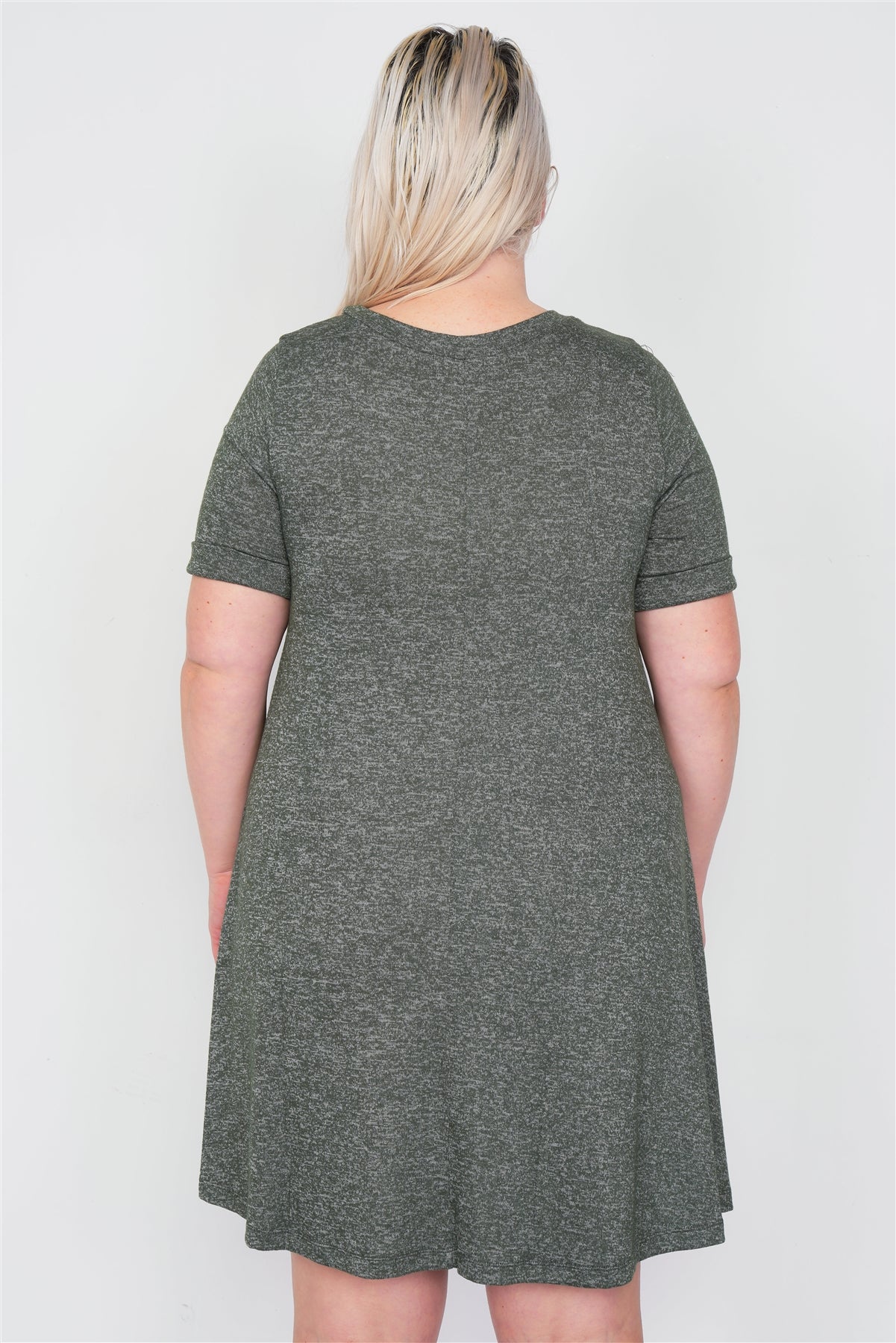 Plus Size Flare Casual Cuffed Short Sleeve Mini Shirt Dress - Fashion Quality Boutik