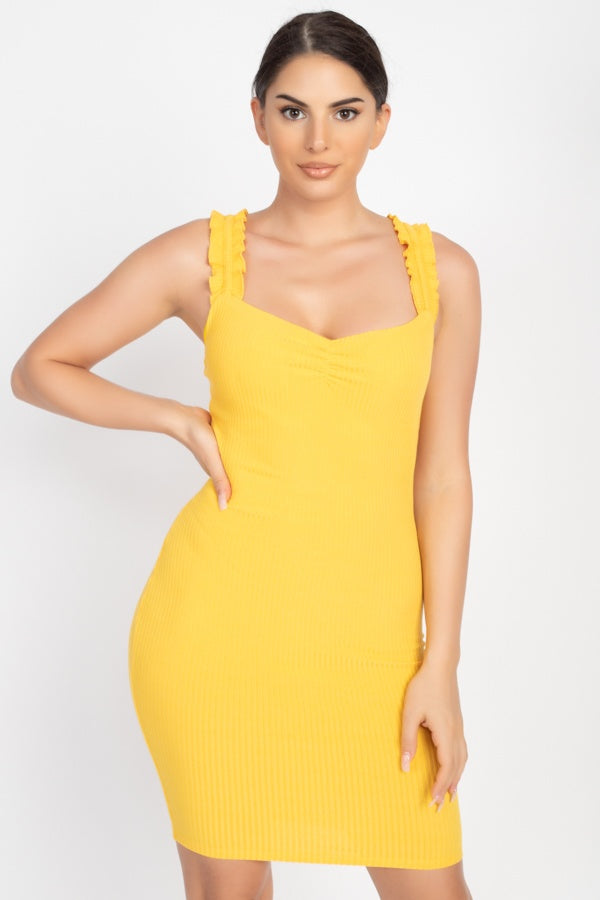 Ruffle Strap Ribbed Mini Dress - Fashion Quality Boutik