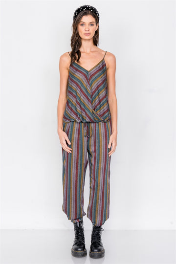 Multi Stripe Scoop Neck High-low Cami & Side Slit Harem Pant Set - Fashion Quality Boutik