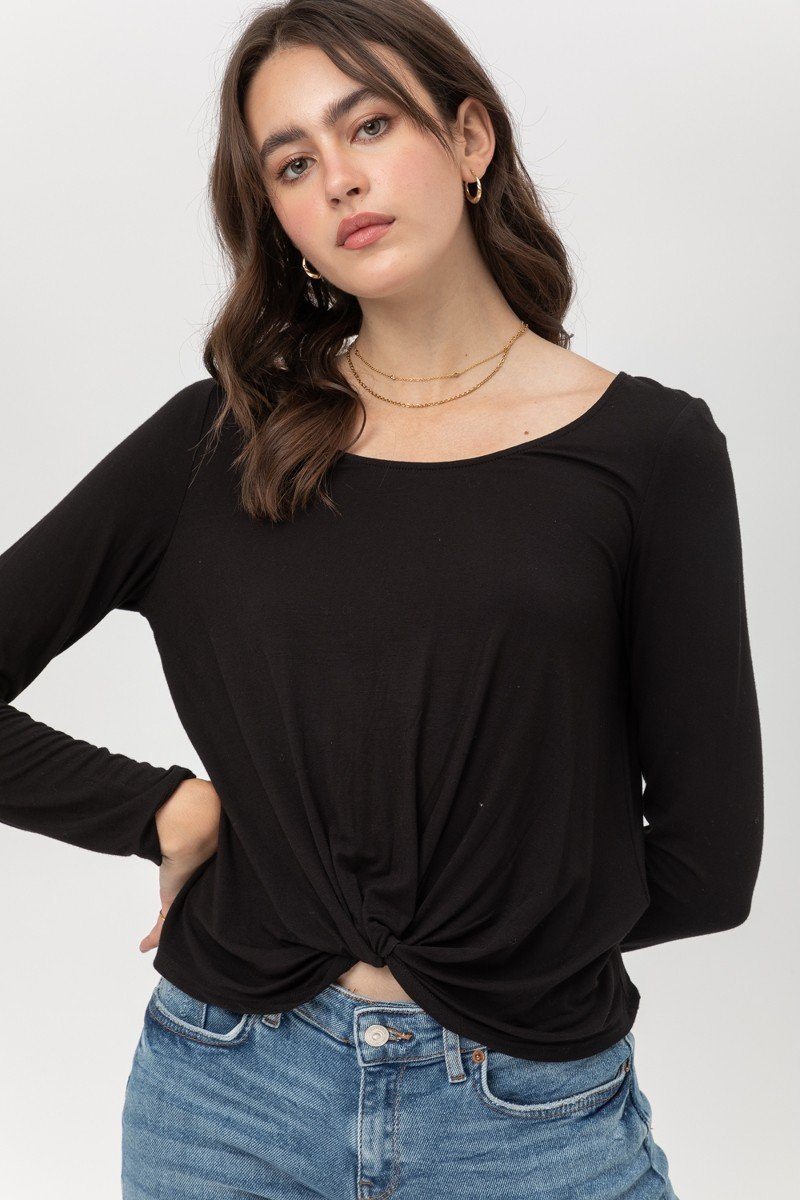 Rayon Span Jersey Front Twisted Top - Fashion Quality Boutik