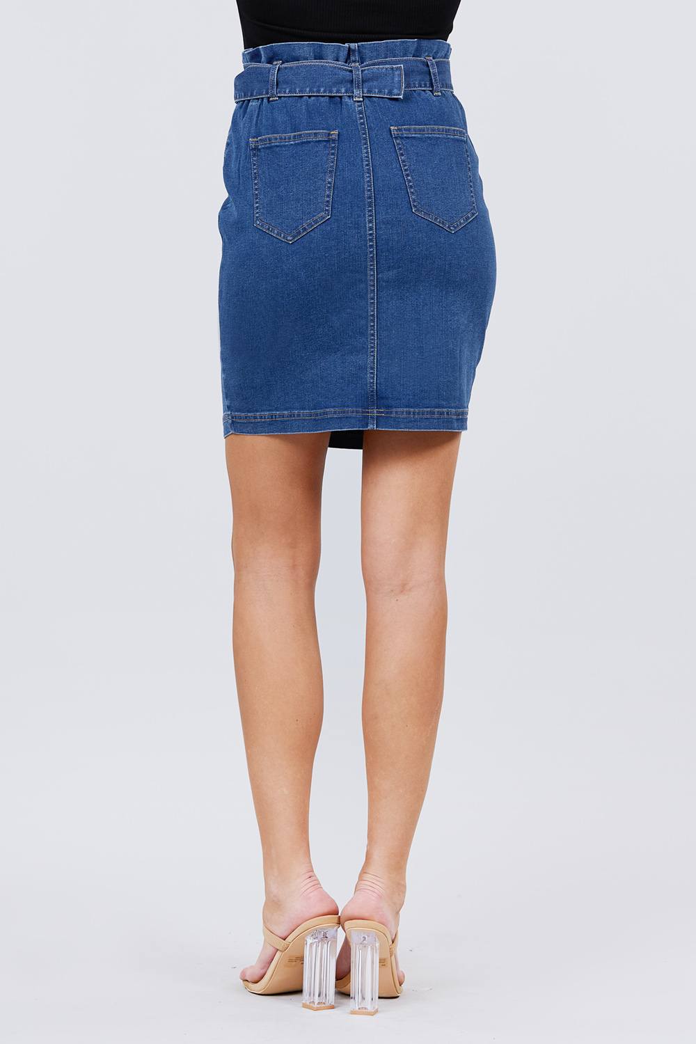 Elasticized Waist With Belt Side Pocket Denim Skirts - Fashion Quality Boutik