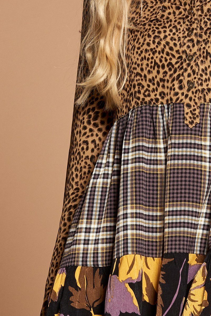 Cheetah Print Button-down Collard Shirt Dress - Fashion Quality Boutik