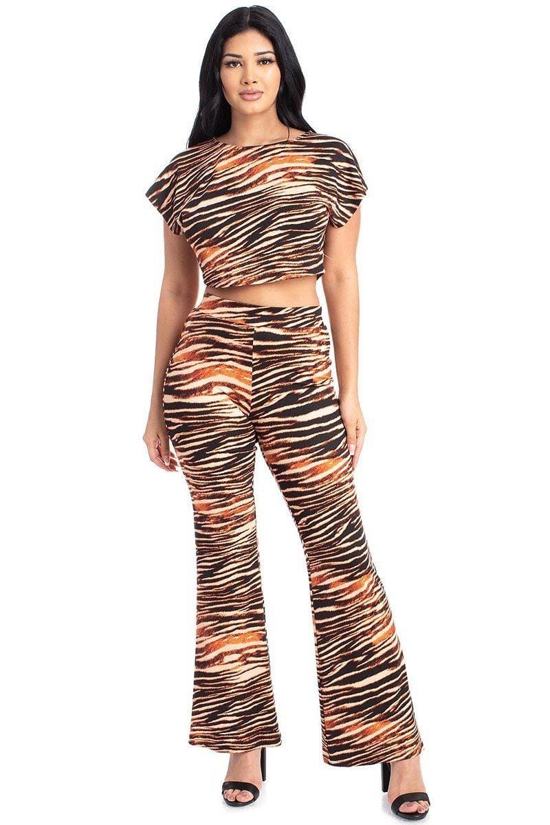 Zebra Print Crop Top And Palazzo Pants Set - Fashion Quality Boutik