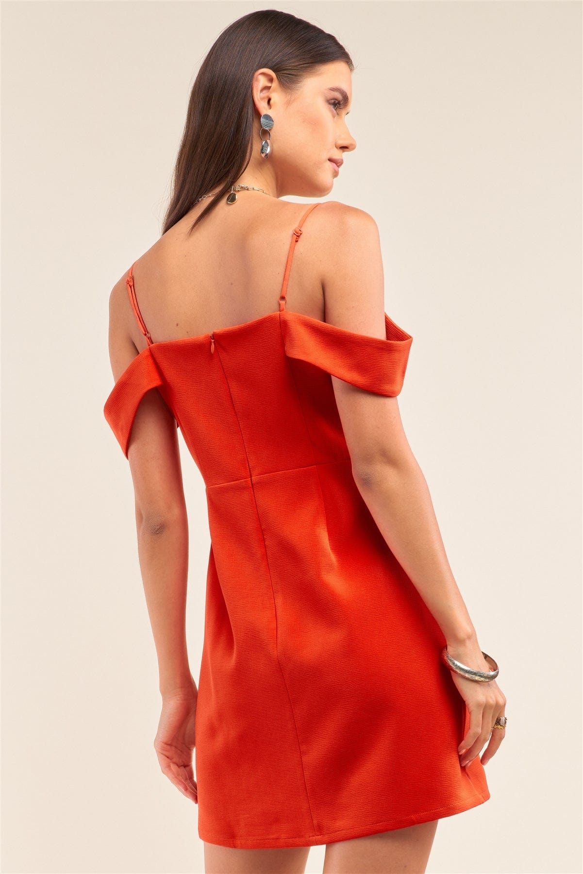 Tomato Red Sweetheart Neck Off The Shoulder Mini Dress - Fashion Quality Boutik