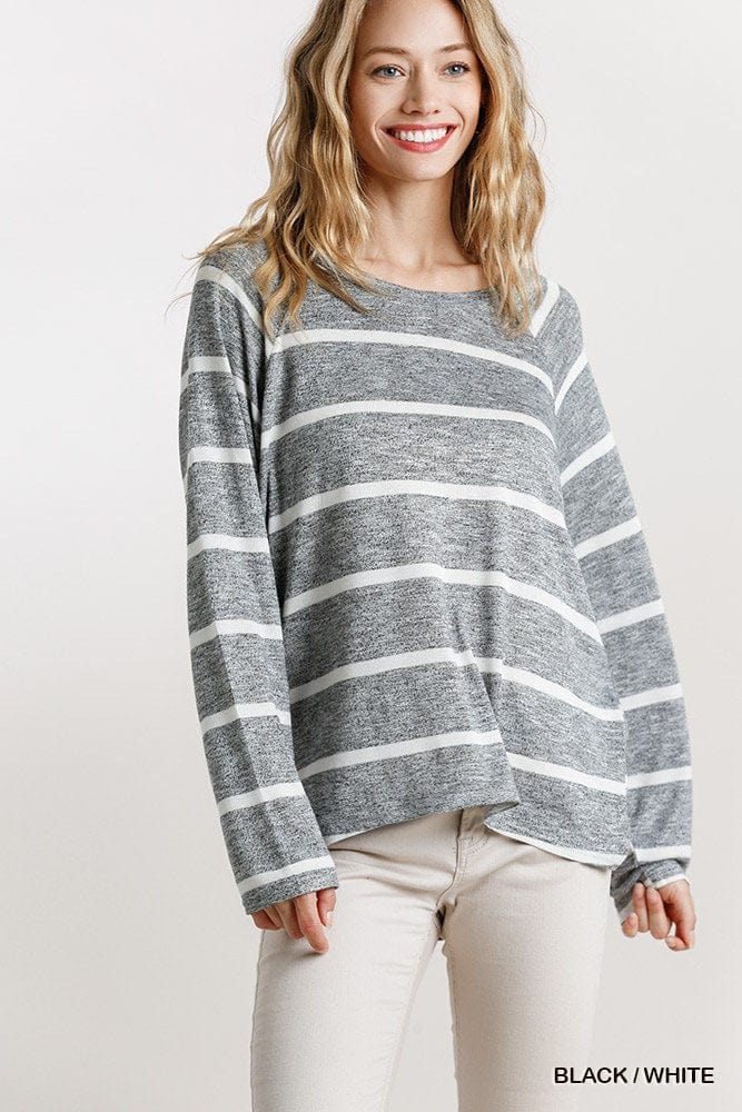 Striped Round Neck Long Sleeve Top - Fashion Quality Boutik