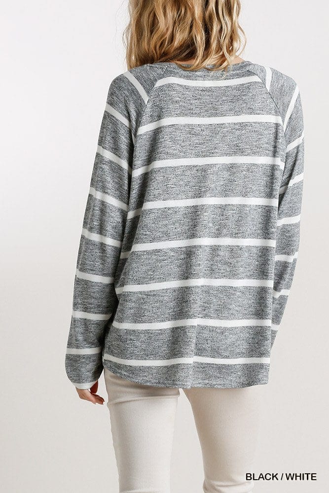 Striped Round Neck Long Sleeve Top - Fashion Quality Boutik