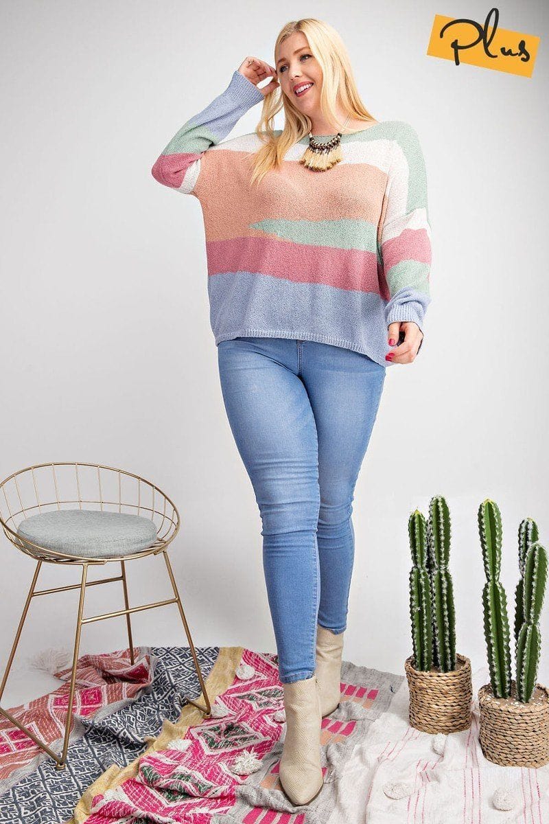 Striped Light Weight Knitted Sweater Top - Fashion Quality Boutik