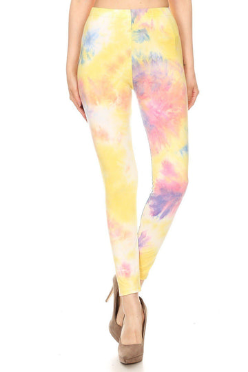 Tie Dye Printed, Full Length, High Waisted Leggings In A Fitted Style With An Elastic Waistband - Fashion Quality Boutik