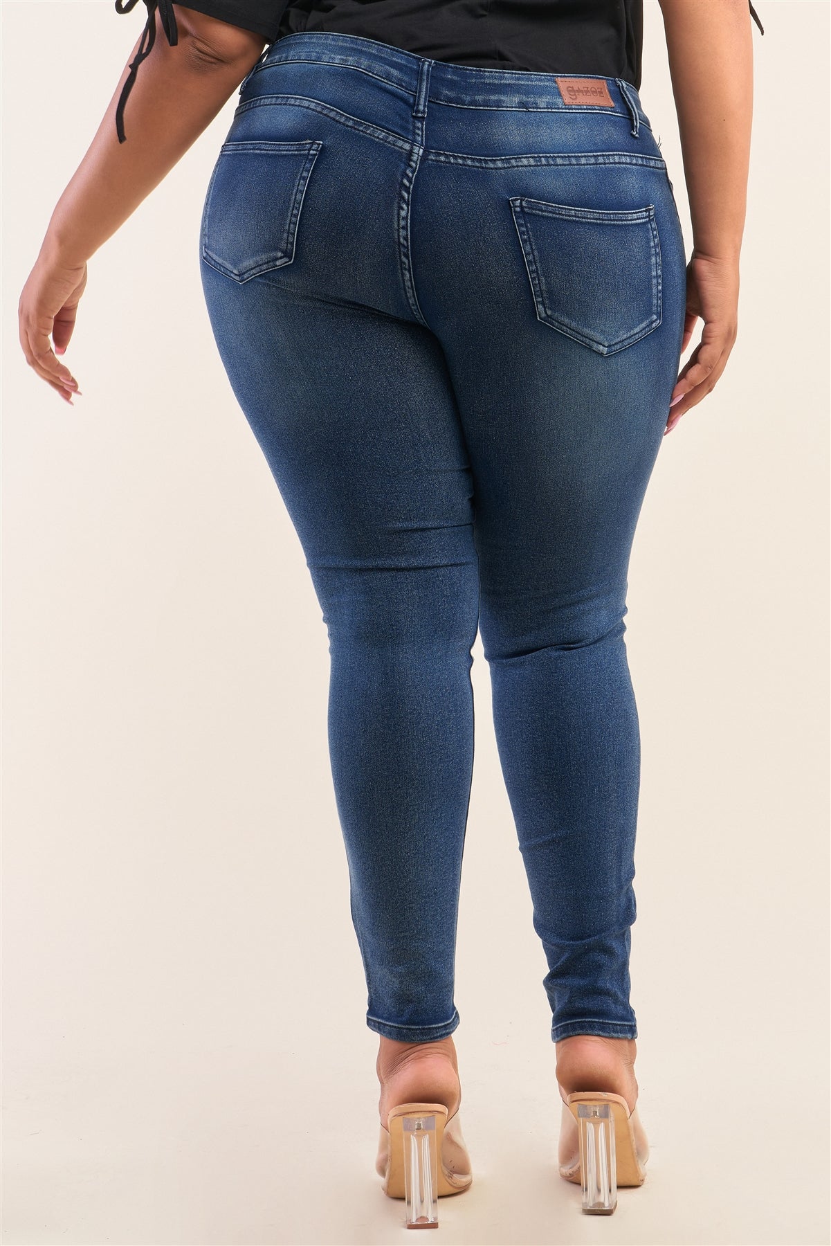 Plus Size Dark Blue Low-rise Ripped Denim Pants - Fashion Quality Boutik