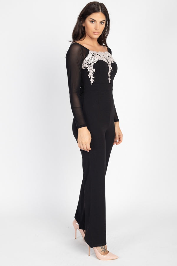 Self Tie Lace Embroidered Jumpsuit - Fashion Quality Boutik