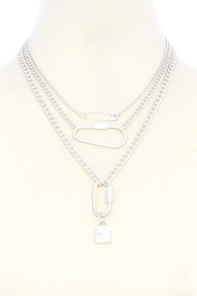 Lock Charm Metal Layered Necklace - Fashion Quality Boutik