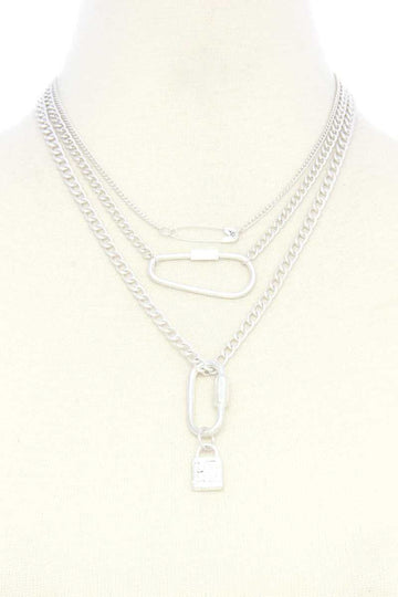 Lock Charm Metal Layered Necklace - Fashion Quality Boutik
