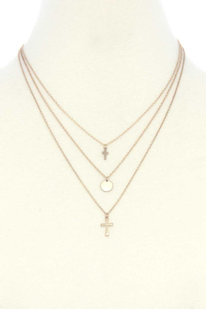 Dainty Cross Charm Layered Necklace - Fashion Quality Boutik