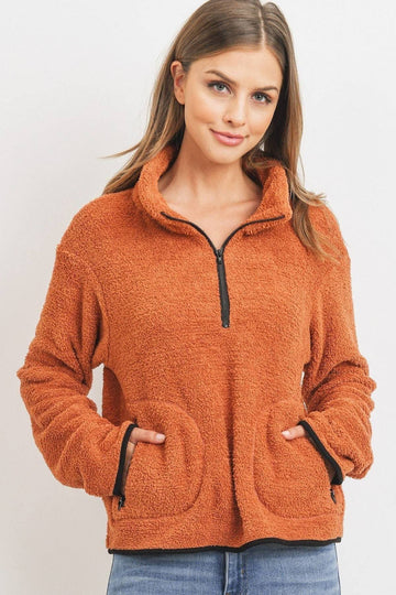 Long Sleeve Half Zipper Pullover Loopie Terry - Fashion Quality Boutik