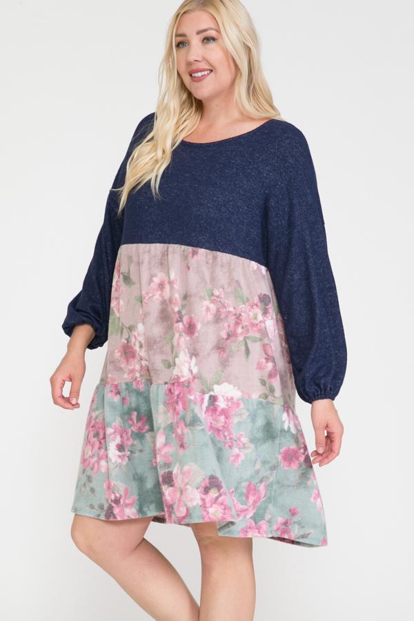Floral Contrast Shirring Babydoll Dress - Fashion Quality Boutik