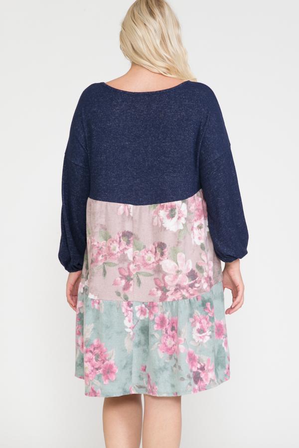 Floral Contrast Shirring Babydoll Dress - Fashion Quality Boutik