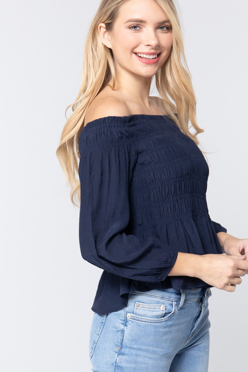 Off Shoulder Smocked Woven Top - Fashion Quality Boutik