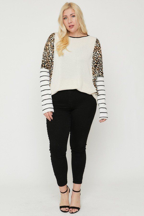 Plus Size Cheetah Print Long Sleeve Top - Fashion Quality Boutik