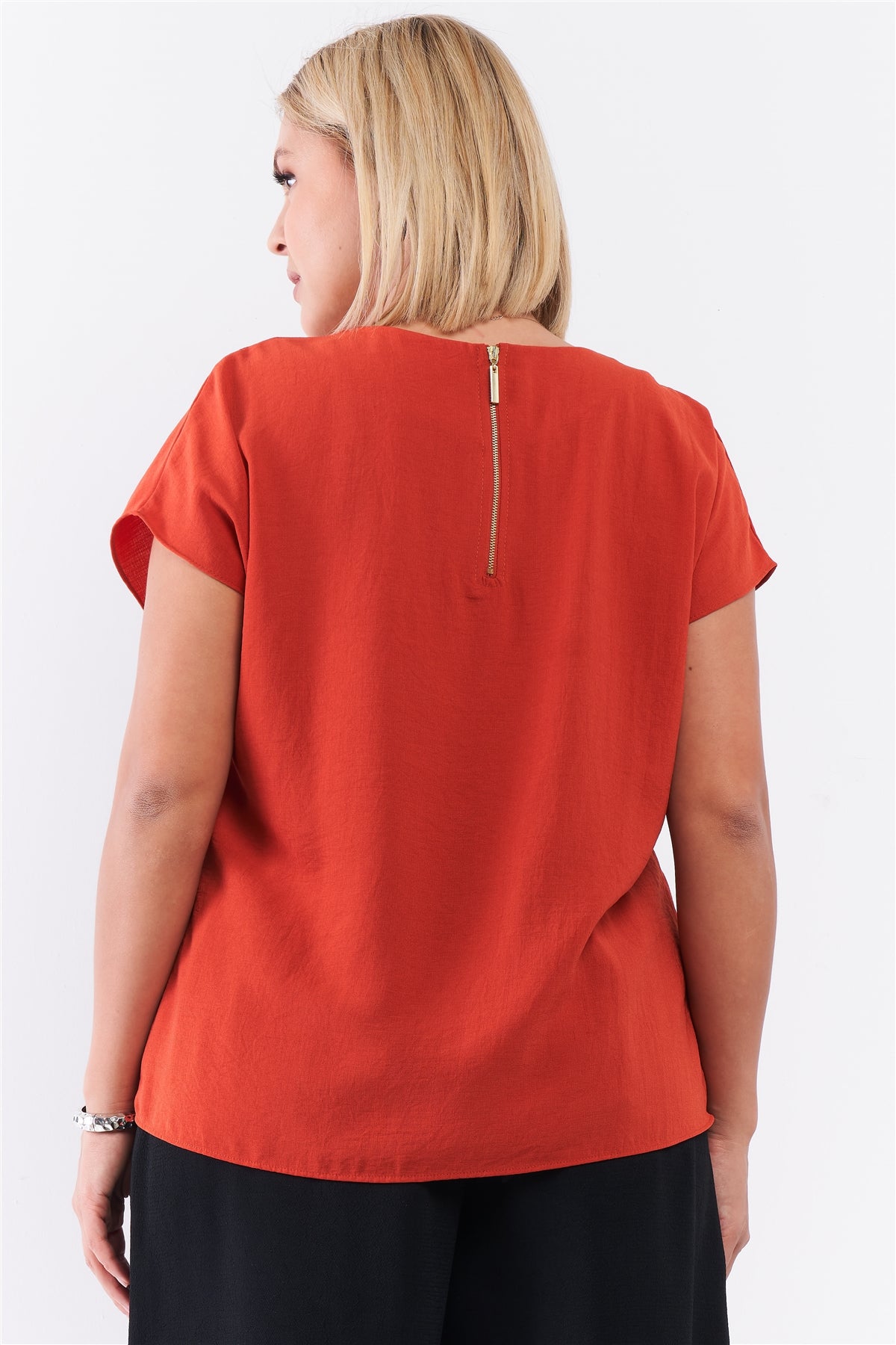Plus Tangerine Orange Short Sleeve Loose Fit Top - Fashion Quality Boutik