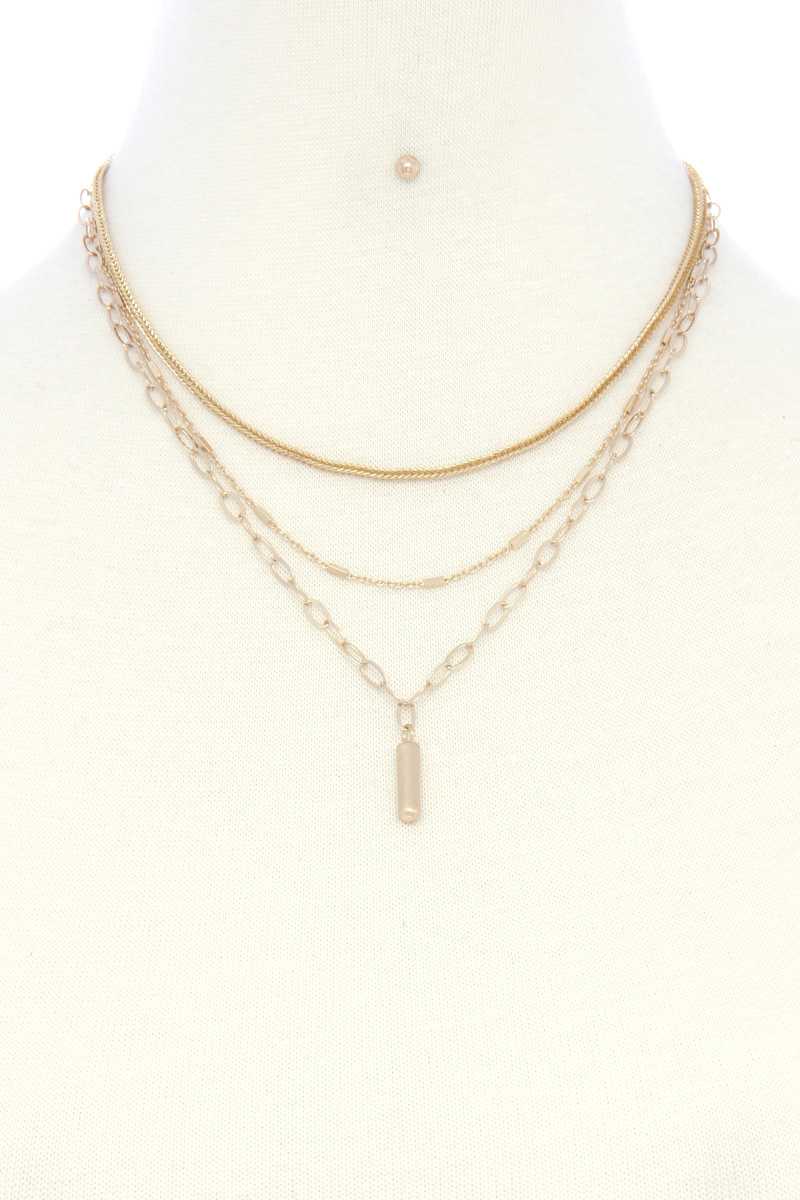Metal Bar Oval Link Layered Neclace - Fashion Quality Boutik