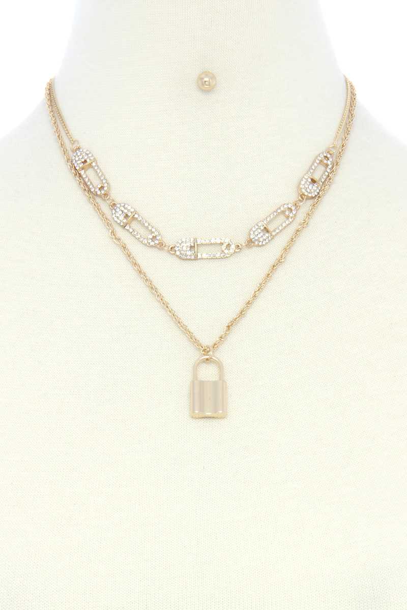 Saftey Pin Charm Link Layered Necklace - Fashion Quality Boutik