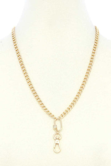 Oval Charm Curb Link Metal Necklace - Fashion Quality Boutik