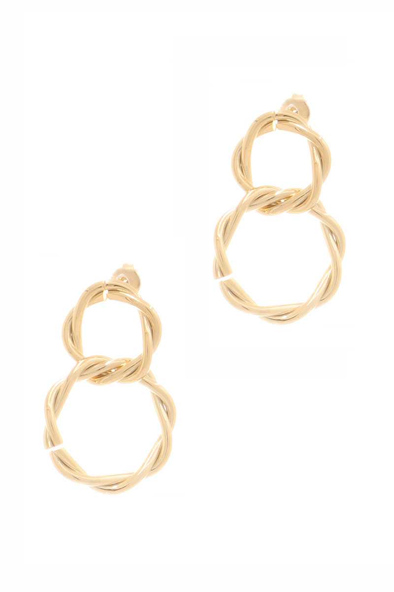 Secret Box Double Twist Metal Dangle Stud Earring - Fashion Quality Boutik