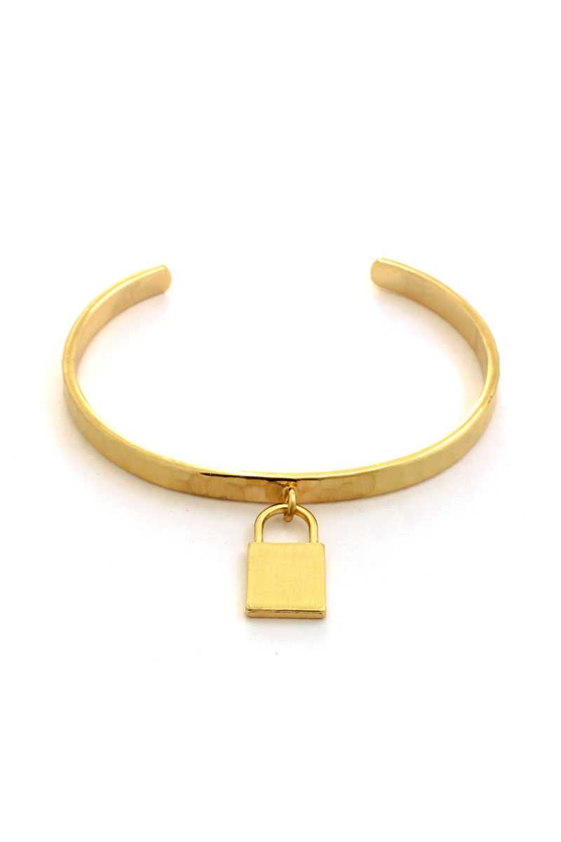 Metal Lock Charm Cuff Bracelet - Fashion Quality Boutik