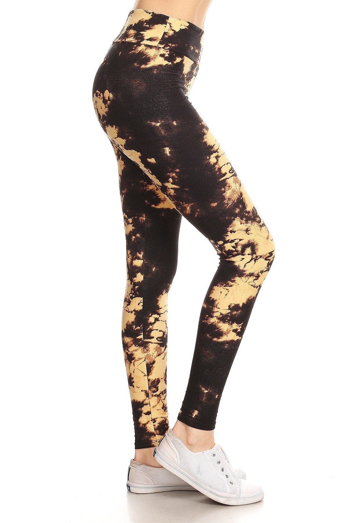 Yoga Style Banded Lined Tie Dye Print, Full Length Leggings In A Slim Fitting Style With A Banded High Waist. - Fashion Quality Boutik