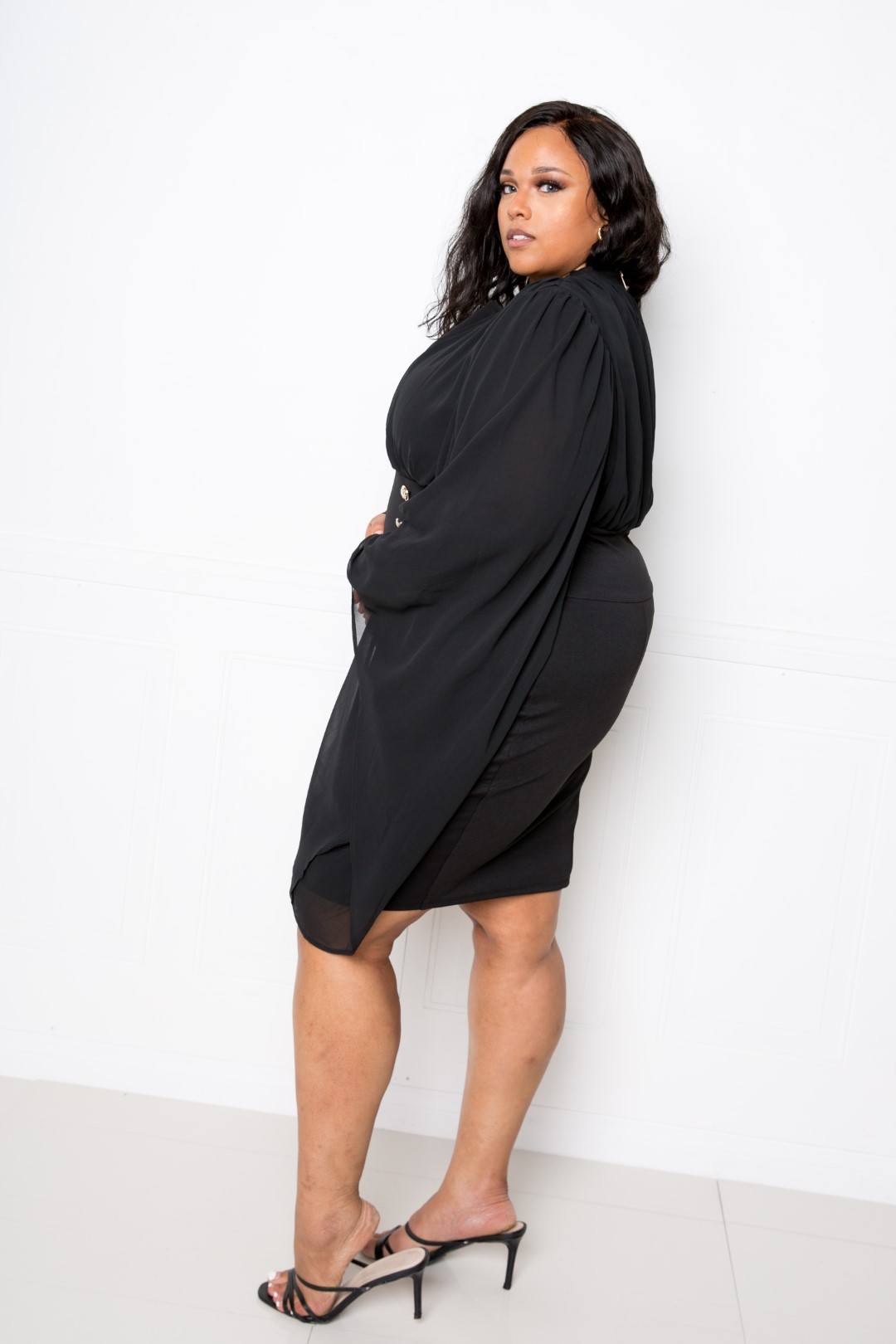 Cape Dress With Button Accent - Fashion Quality Boutik