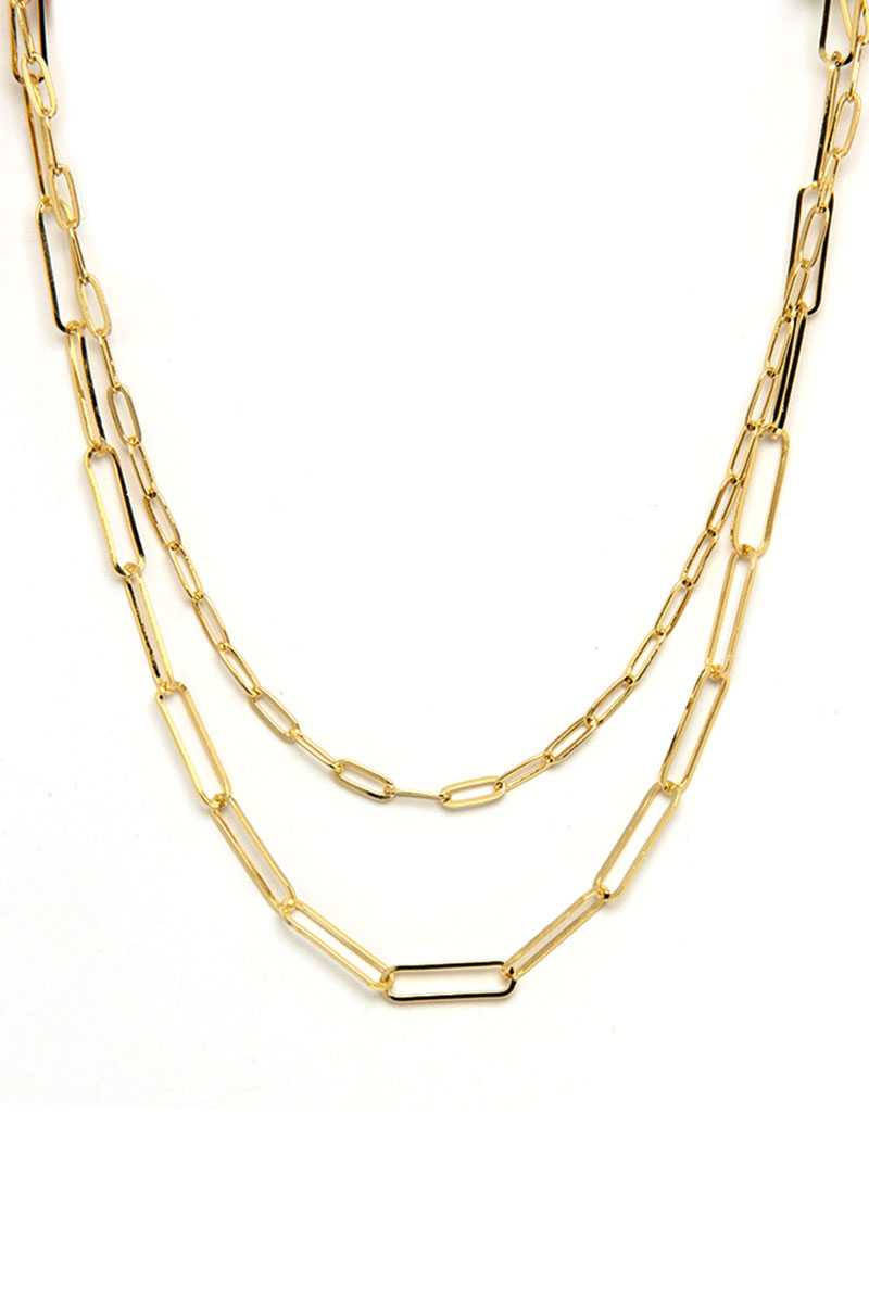 Metal Paper Clip Chain 2 Layered Necklace - Fashion Quality Boutik