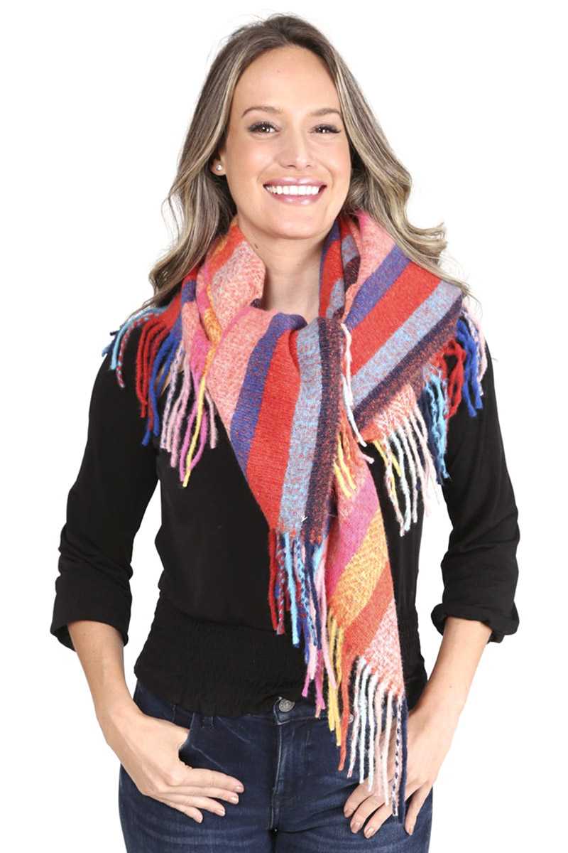 Stripes Blanket Scarf With Fringes - Fashion Quality Boutik