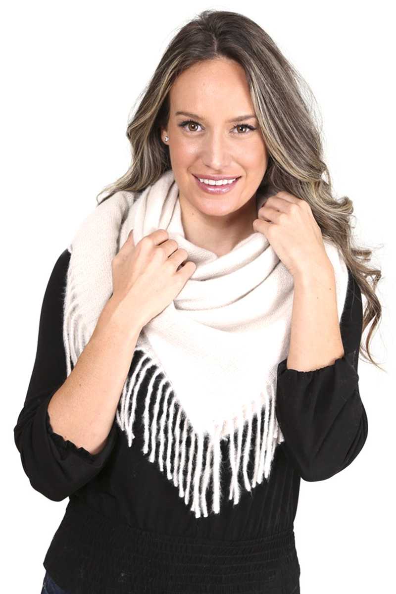 Solid Color Blanket Scarf With Fringes - Fashion Quality Boutik
