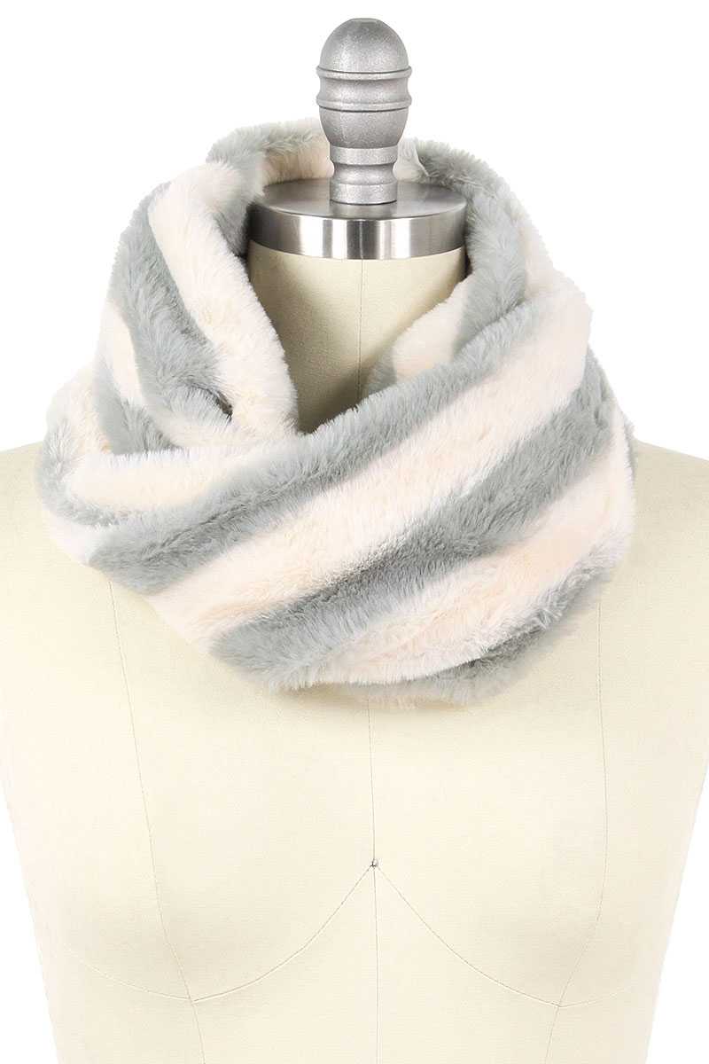 Stripe Fur Tube Infinity Scarf - Fashion Quality Boutik