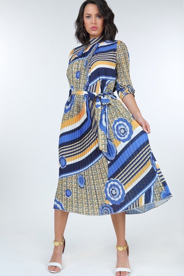Pleated Print Midi Dress - Fashion Quality Boutik