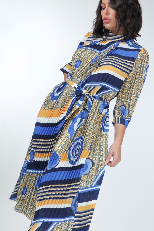 Pleated Print Midi Dress - Fashion Quality Boutik